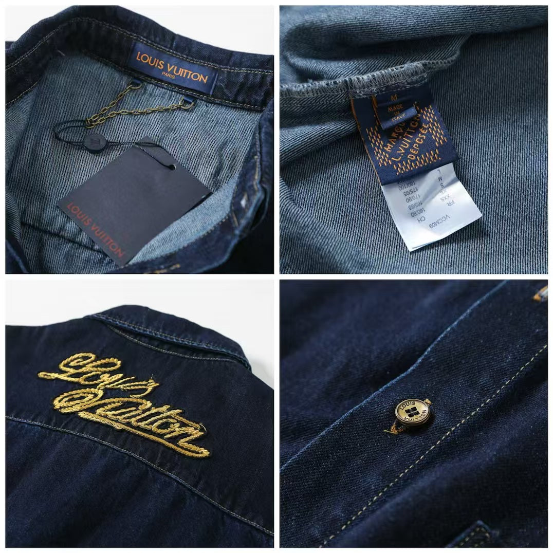 Embroidered denim suit