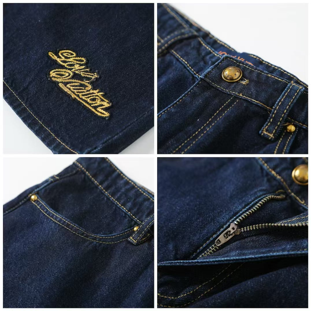 Embroidered denim suit
