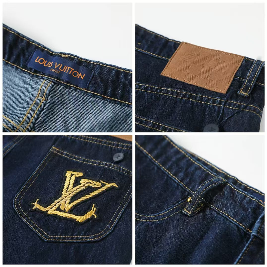 Embroidered denim suit
