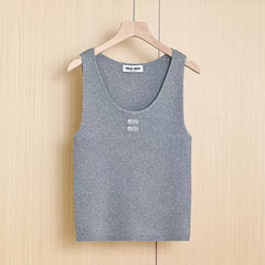 Ribbed letter jacquard logo vest