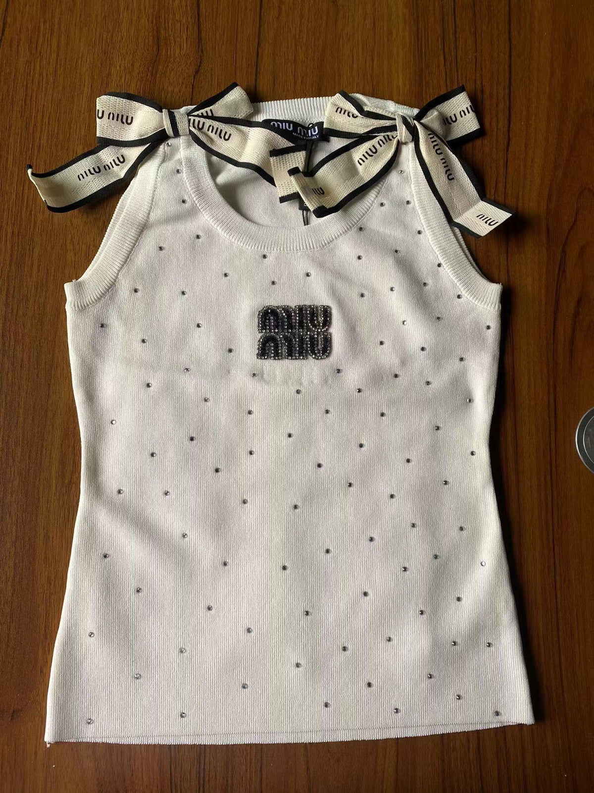 Rhinestone letter knitted vest