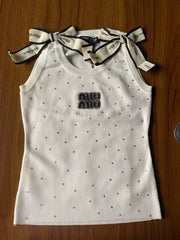 Rhinestone letter knitted vest