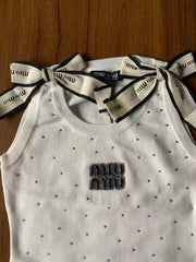 Rhinestone letter knitted vest