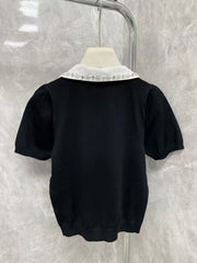 Letter lapel short sleeved shirt