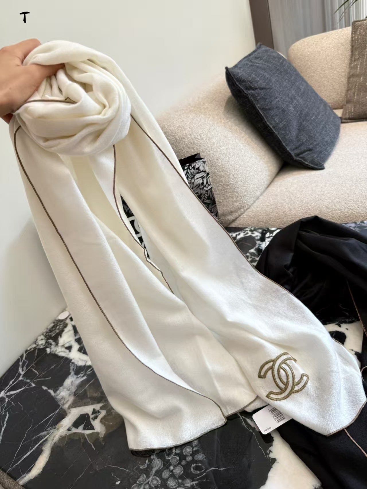Ink wash cashmere scarf