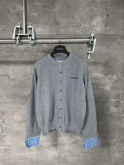 Knitted plaid cardigan sweater