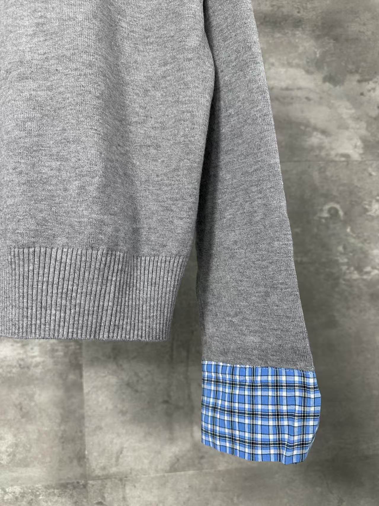 Knitted plaid cardigan sweater
