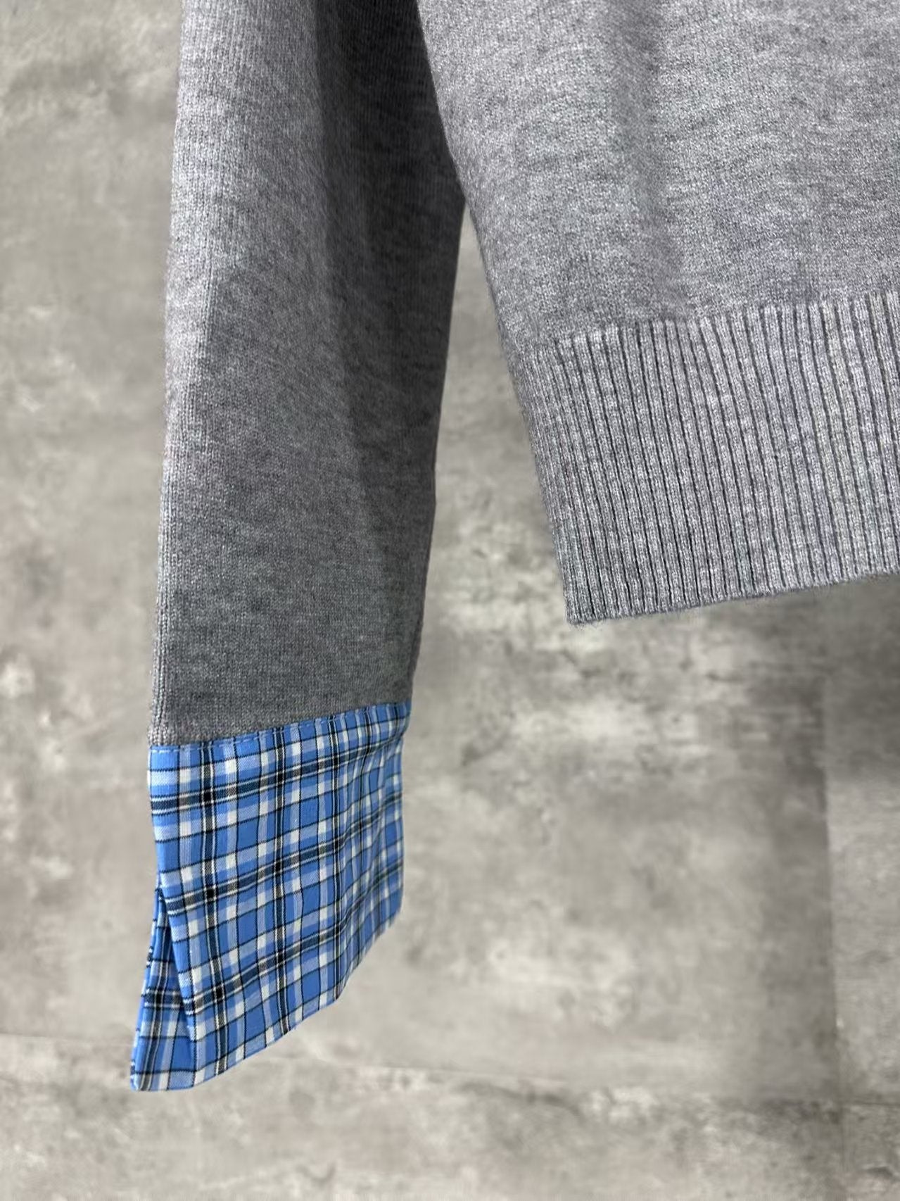 Knitted plaid cardigan sweater