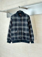 Wool plaid single breasted jacket