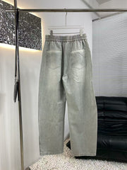 New denim curved knife pants