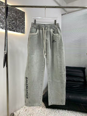 New denim curved knife pants