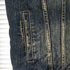 Wear and tear denim vest jacket with holes