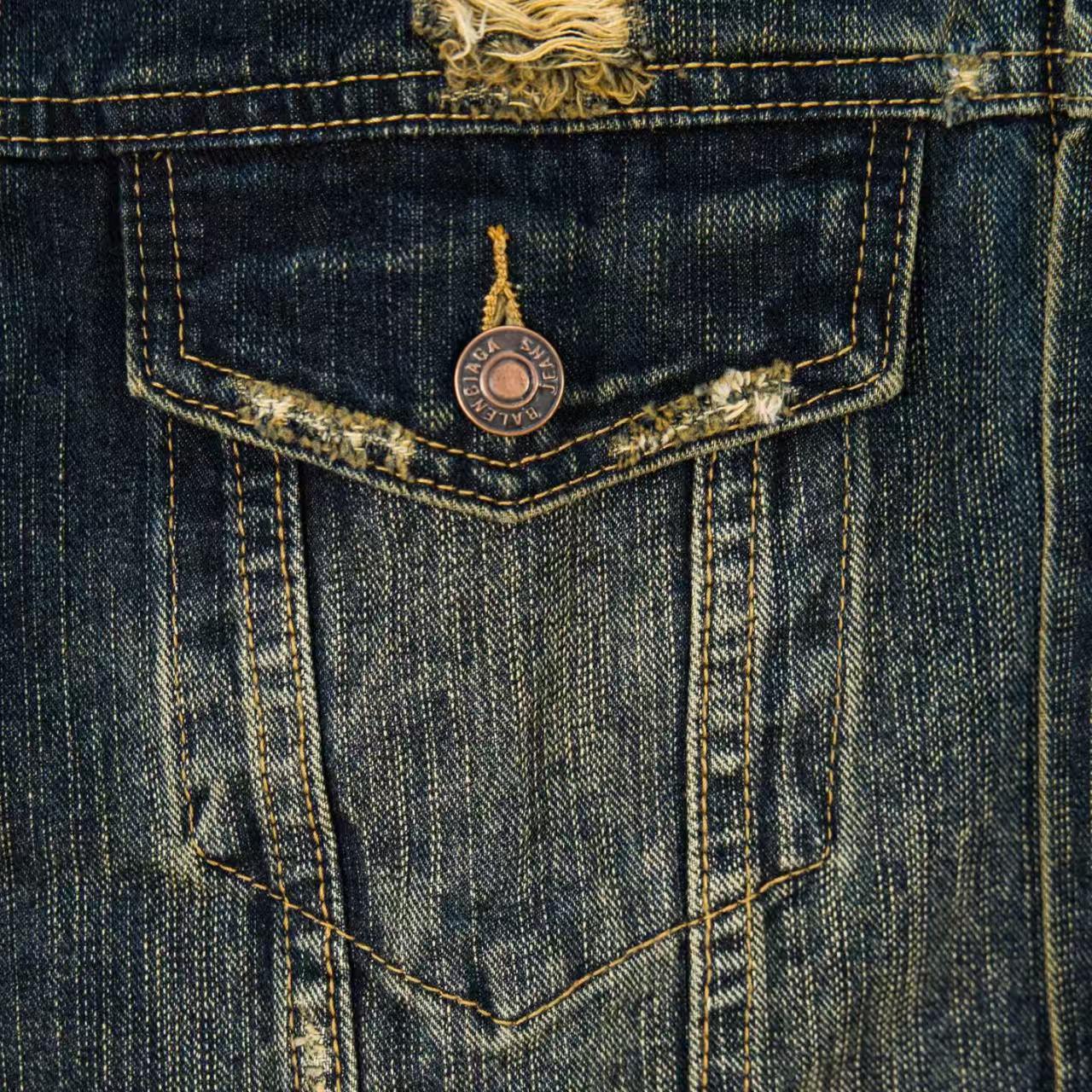 Wear and tear denim vest jacket with holes