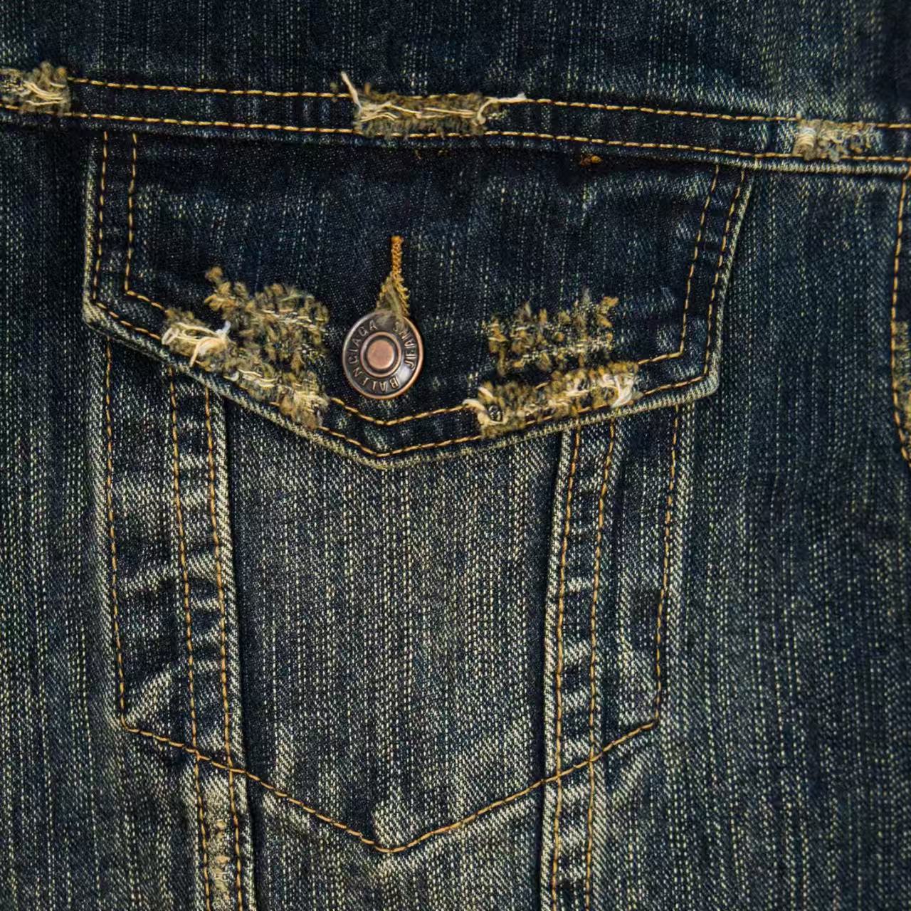 Wear and tear denim vest jacket with holes