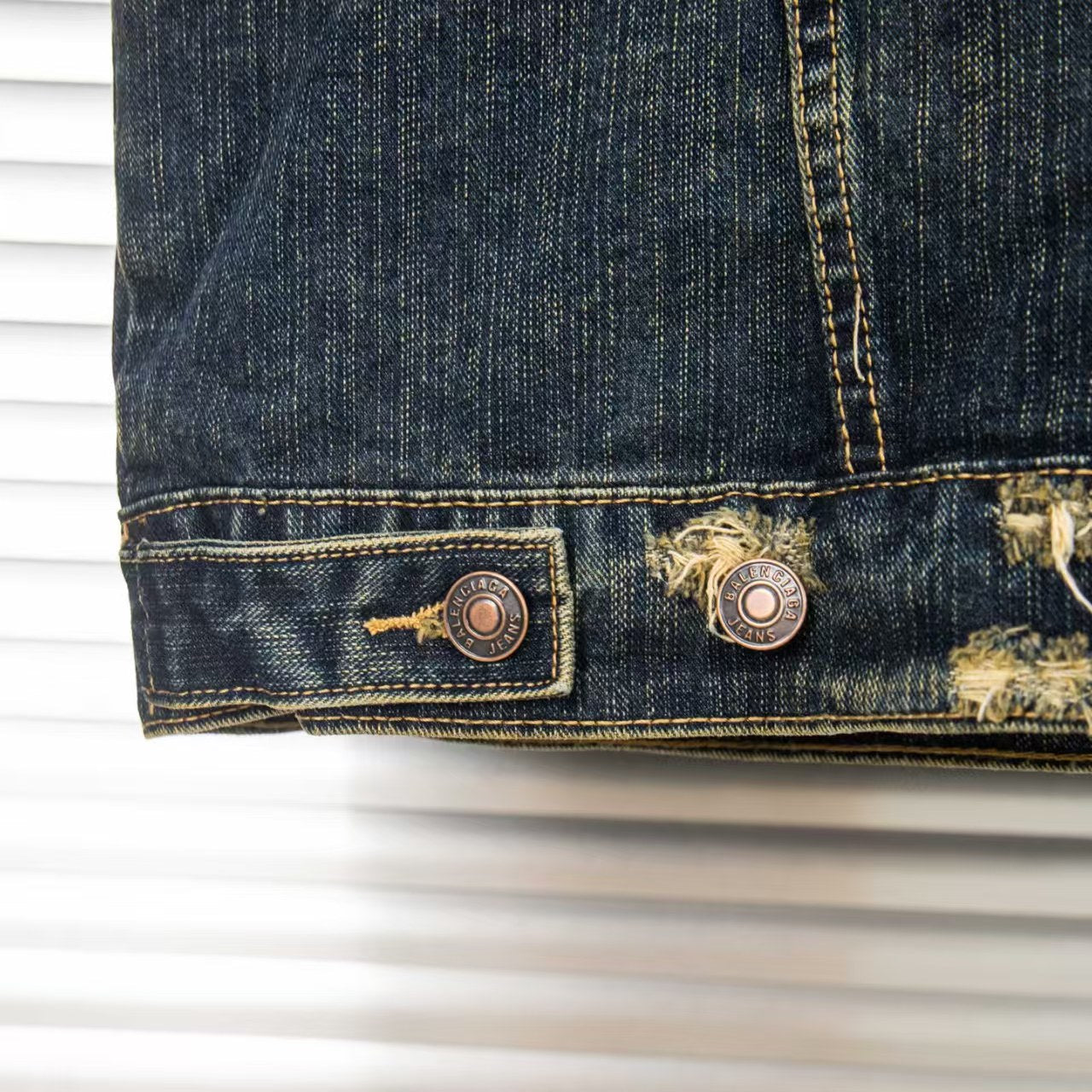 Wear and tear denim vest jacket with holes