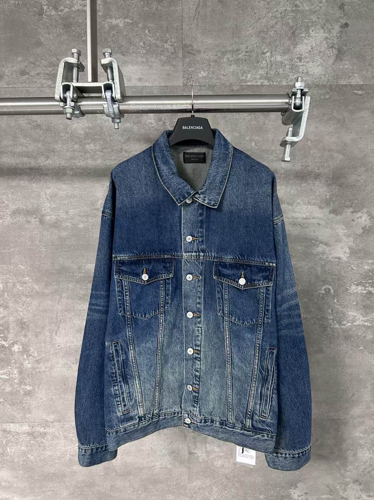 Silver tape printed denim jacket