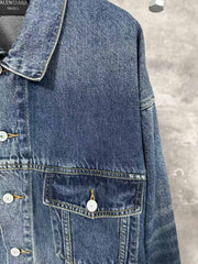 Silver tape printed denim jacket
