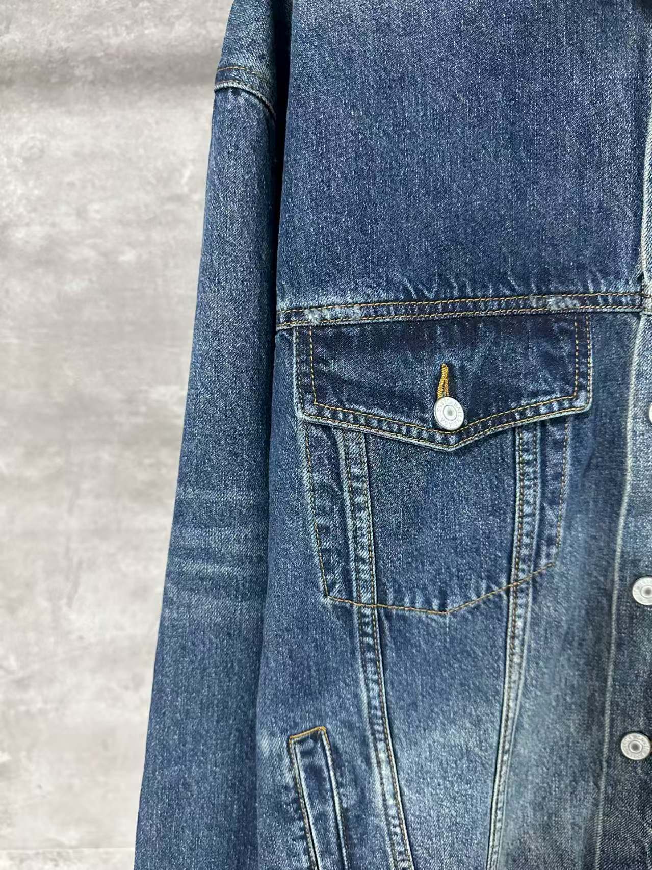 Silver tape printed denim jacket