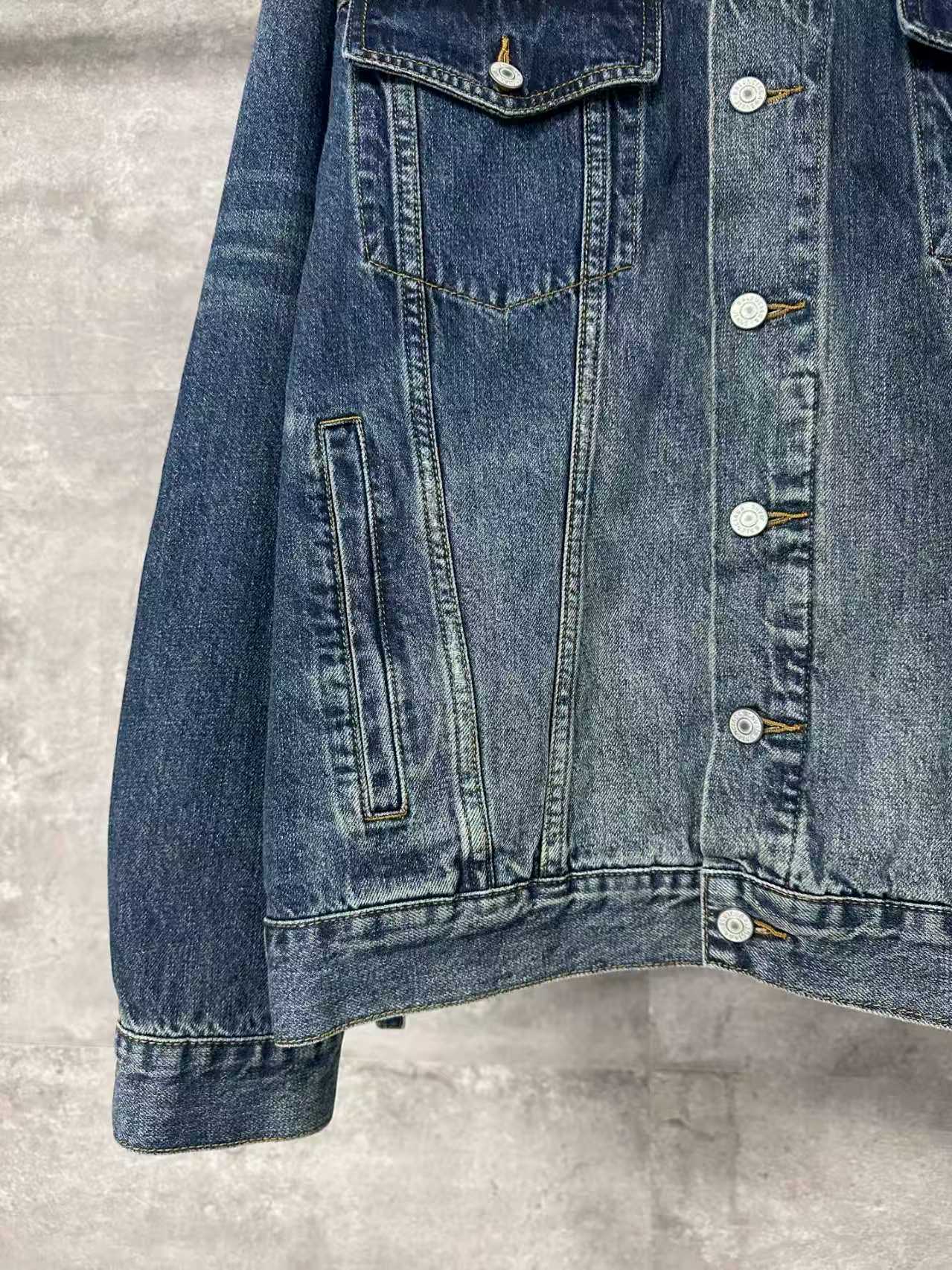 Silver tape printed denim jacket