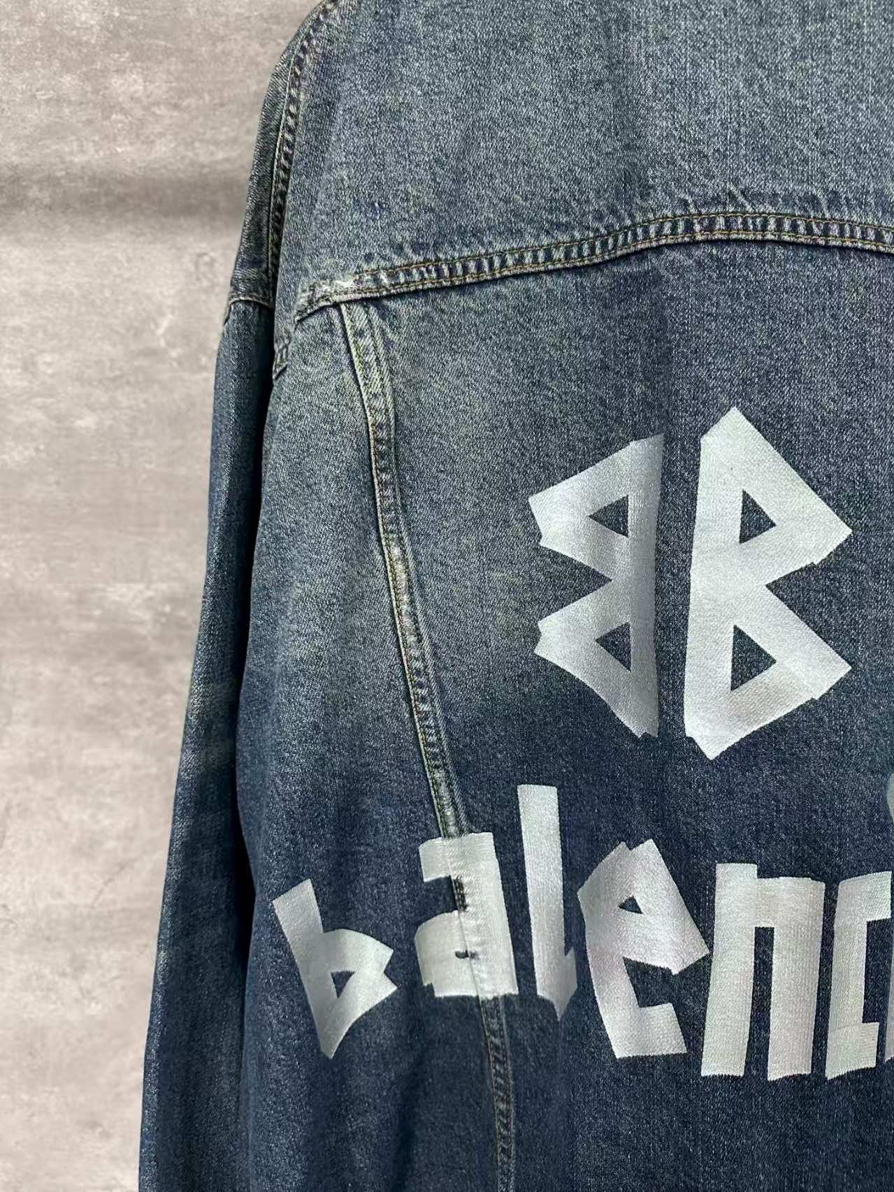 Silver tape printed denim jacket