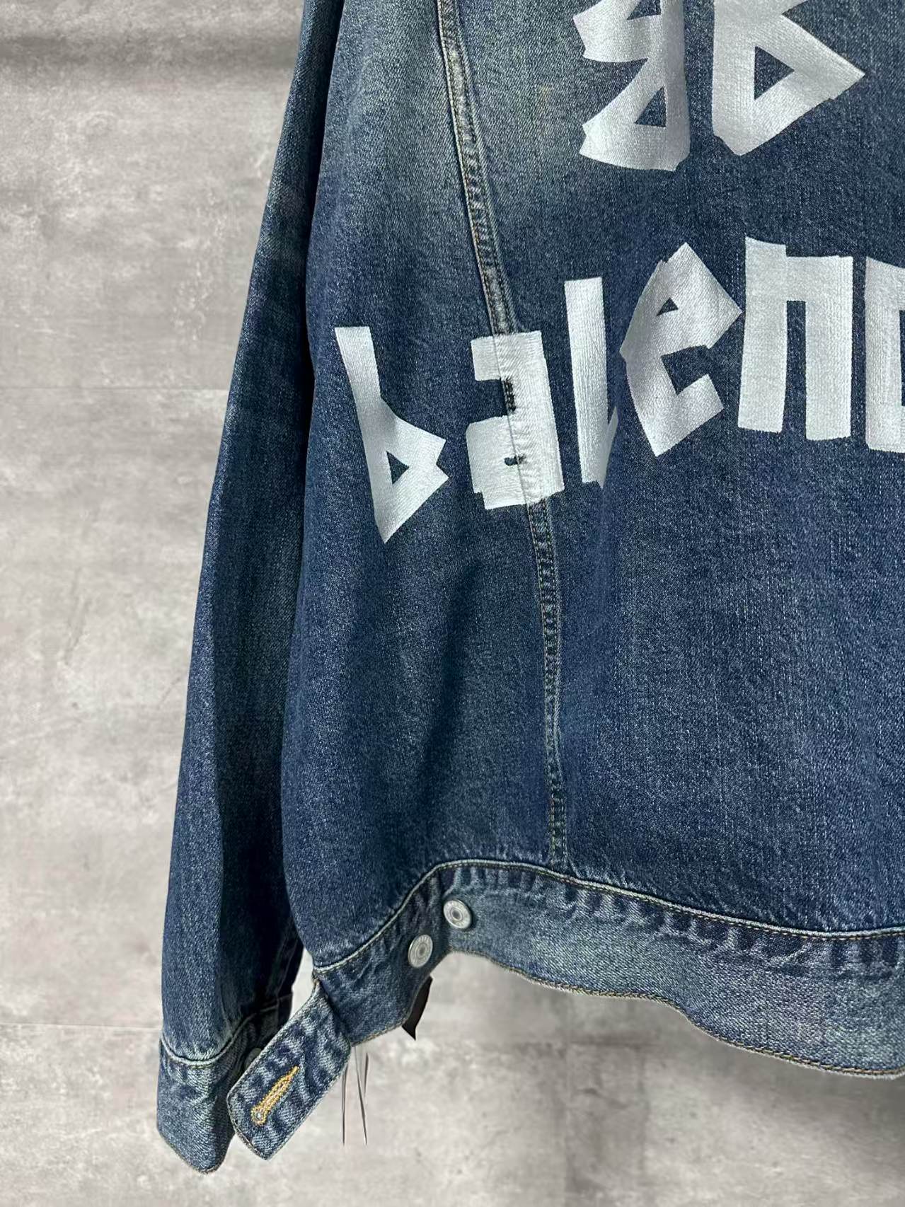 Silver tape printed denim jacket
