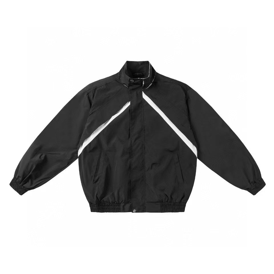 Flame Embroidered Windbreaker Jacket