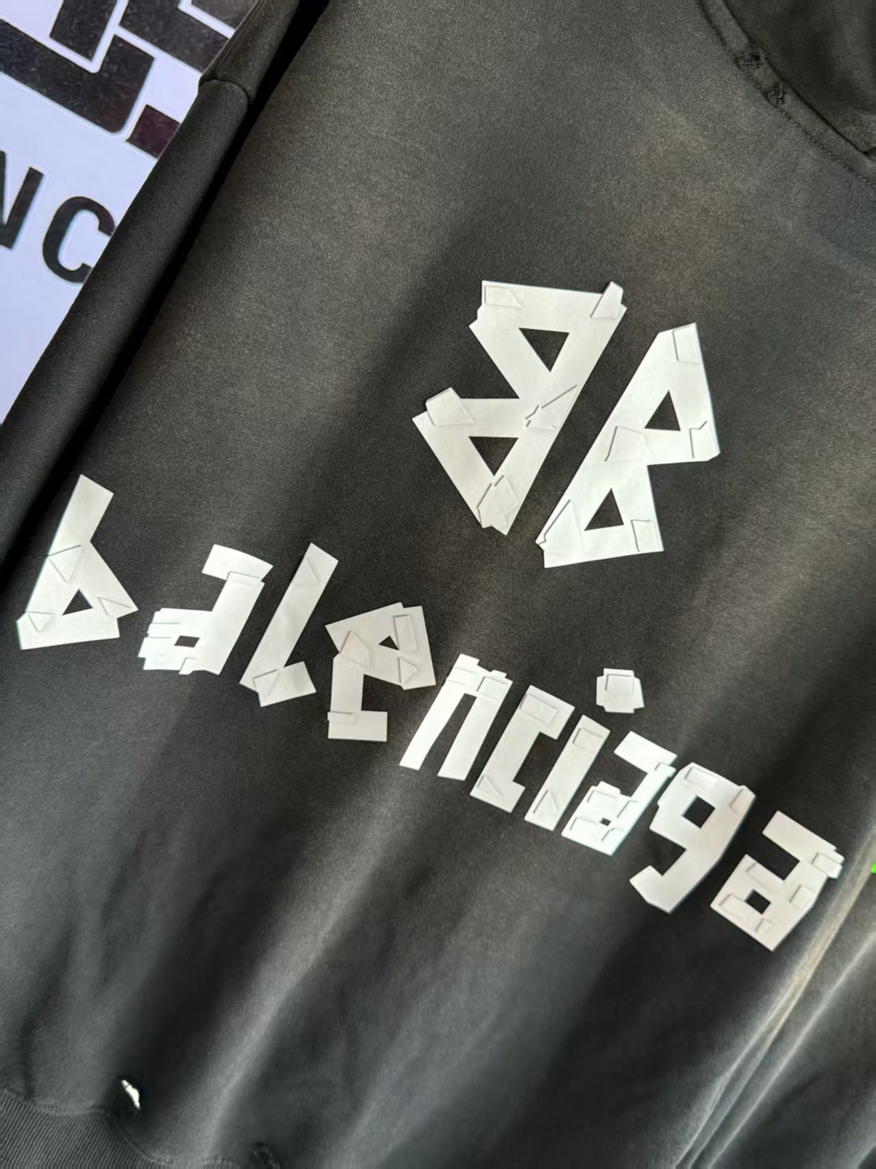3D yellow tape hooded sweatshirt