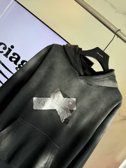 Letter tape hooded sweatshirt