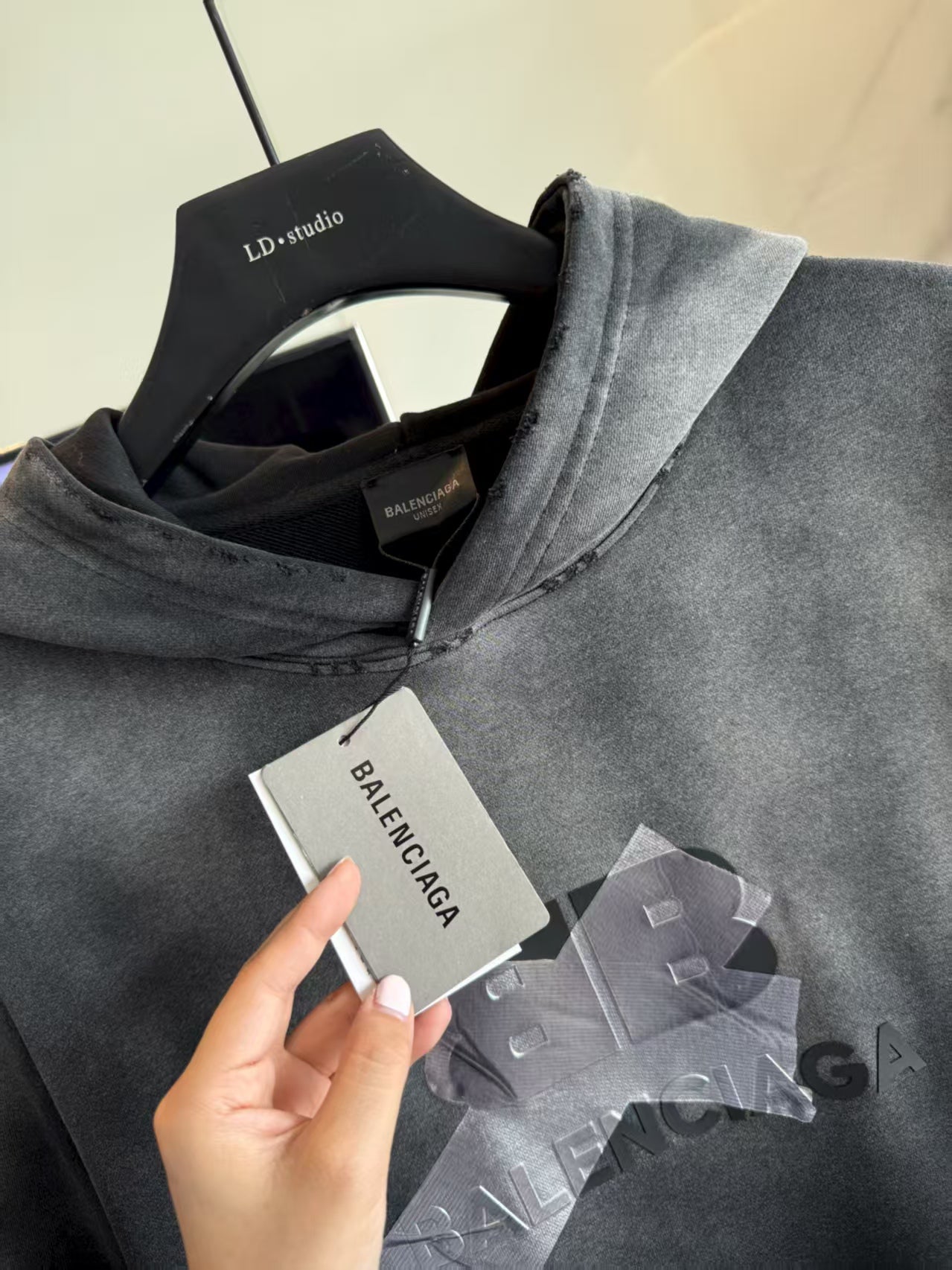 Letter tape hooded sweatshirt