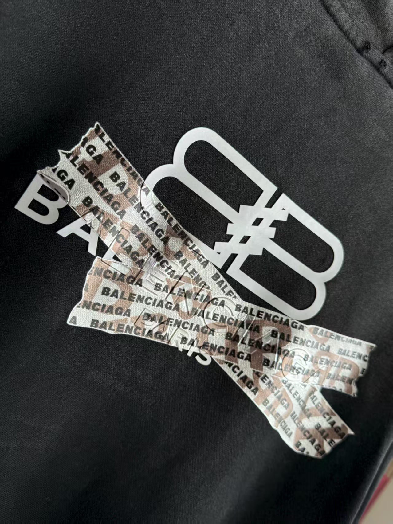 Letter tape hooded sweatshirt