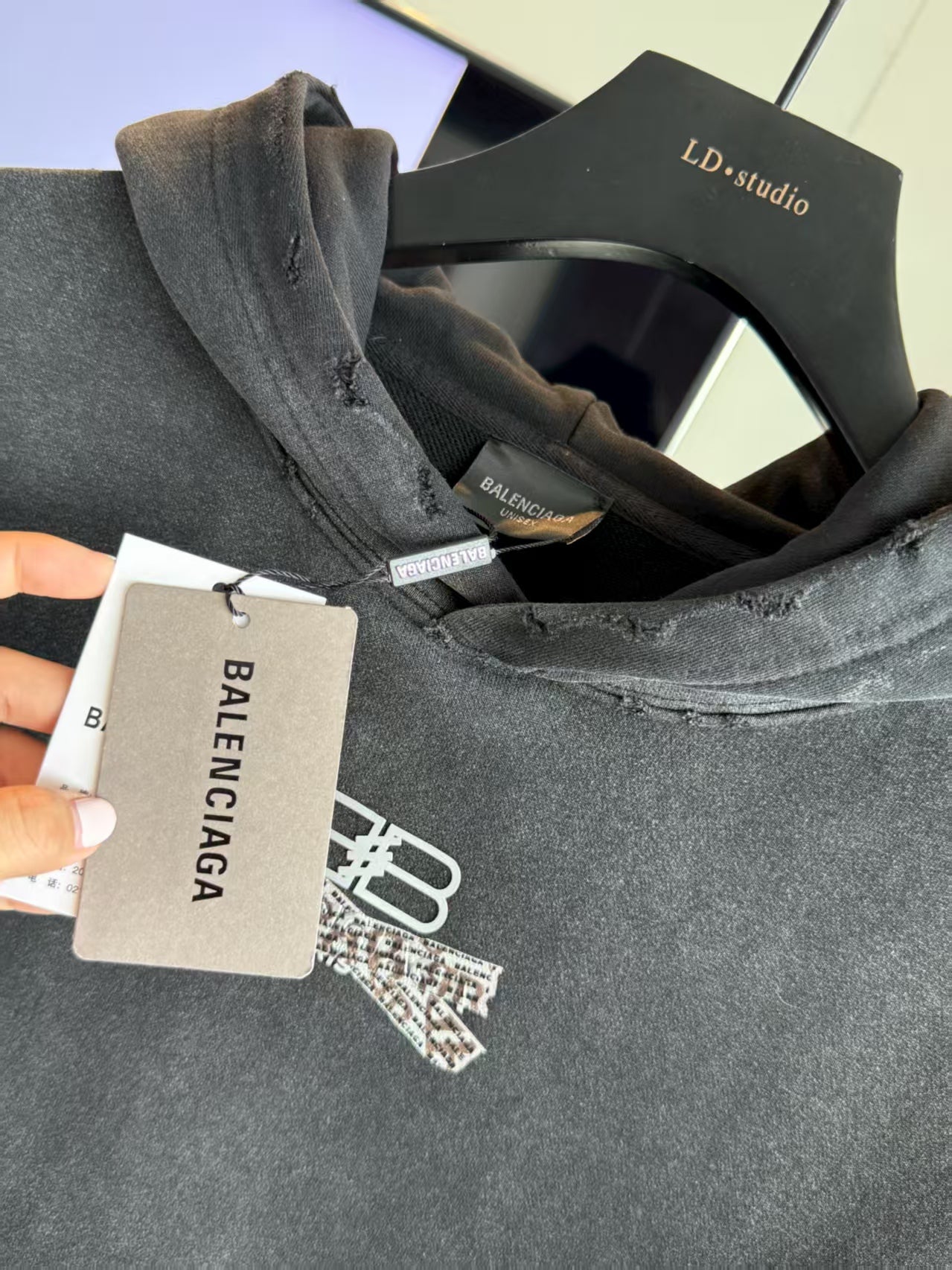 Letter tape hooded sweatshirt