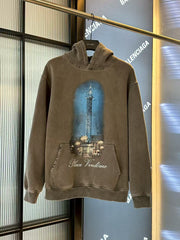 Mingzhu Lighthouse Night View Letter Hoodie