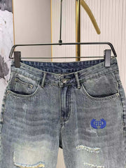 Ripped denim shorts