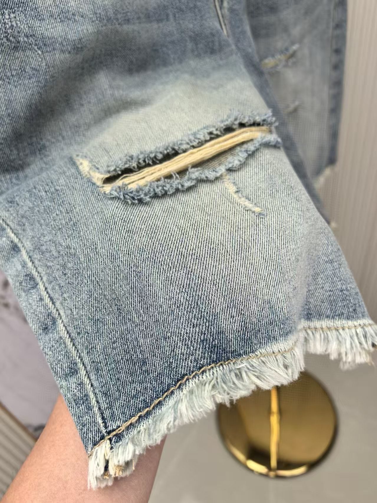 Ripped denim shorts