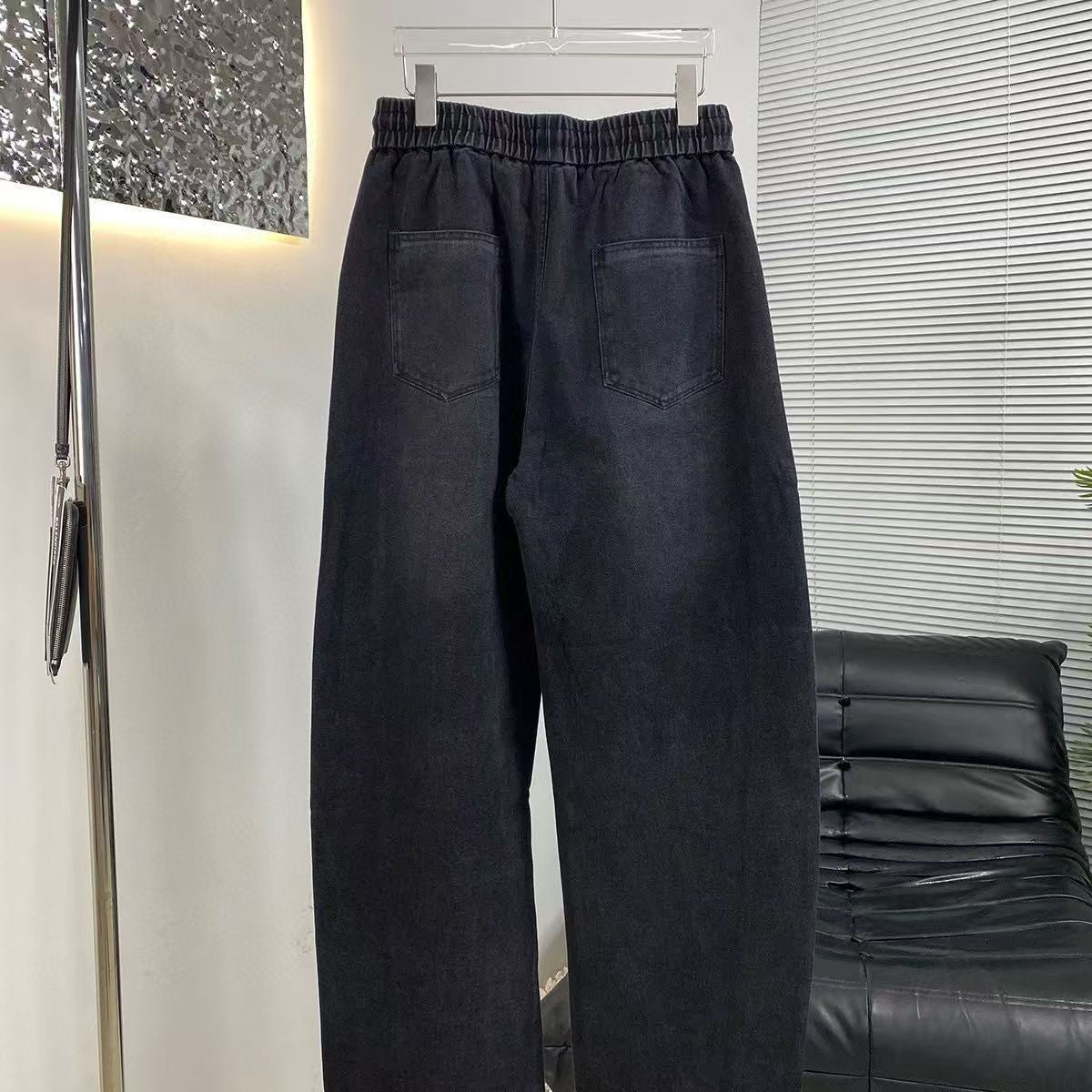 New denim curved knife pants