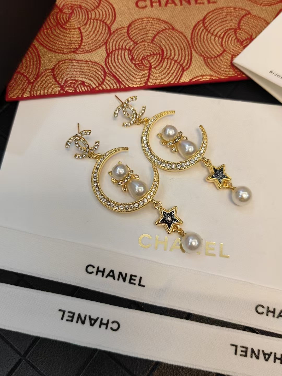 Moon cat earrings