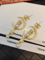 Moon cat earrings