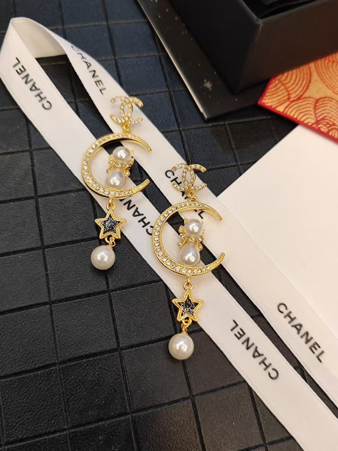 Moon cat earrings