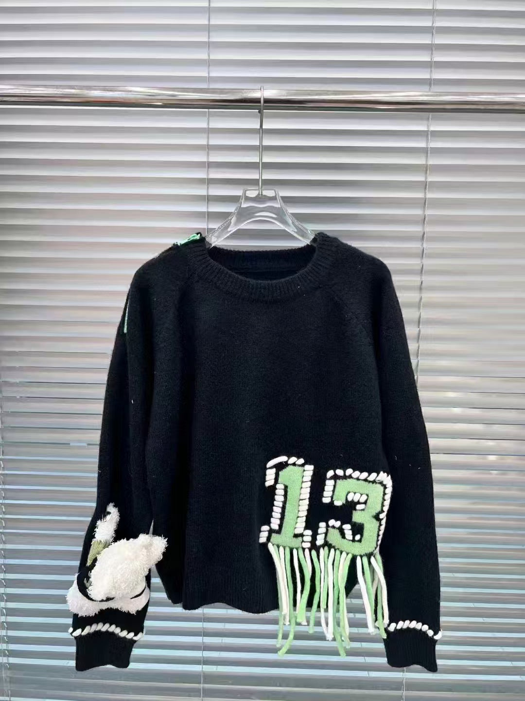 Little Bear Jacquard Tassel Sweater