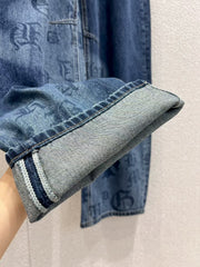 Vintage gradient letter washed denim jeans