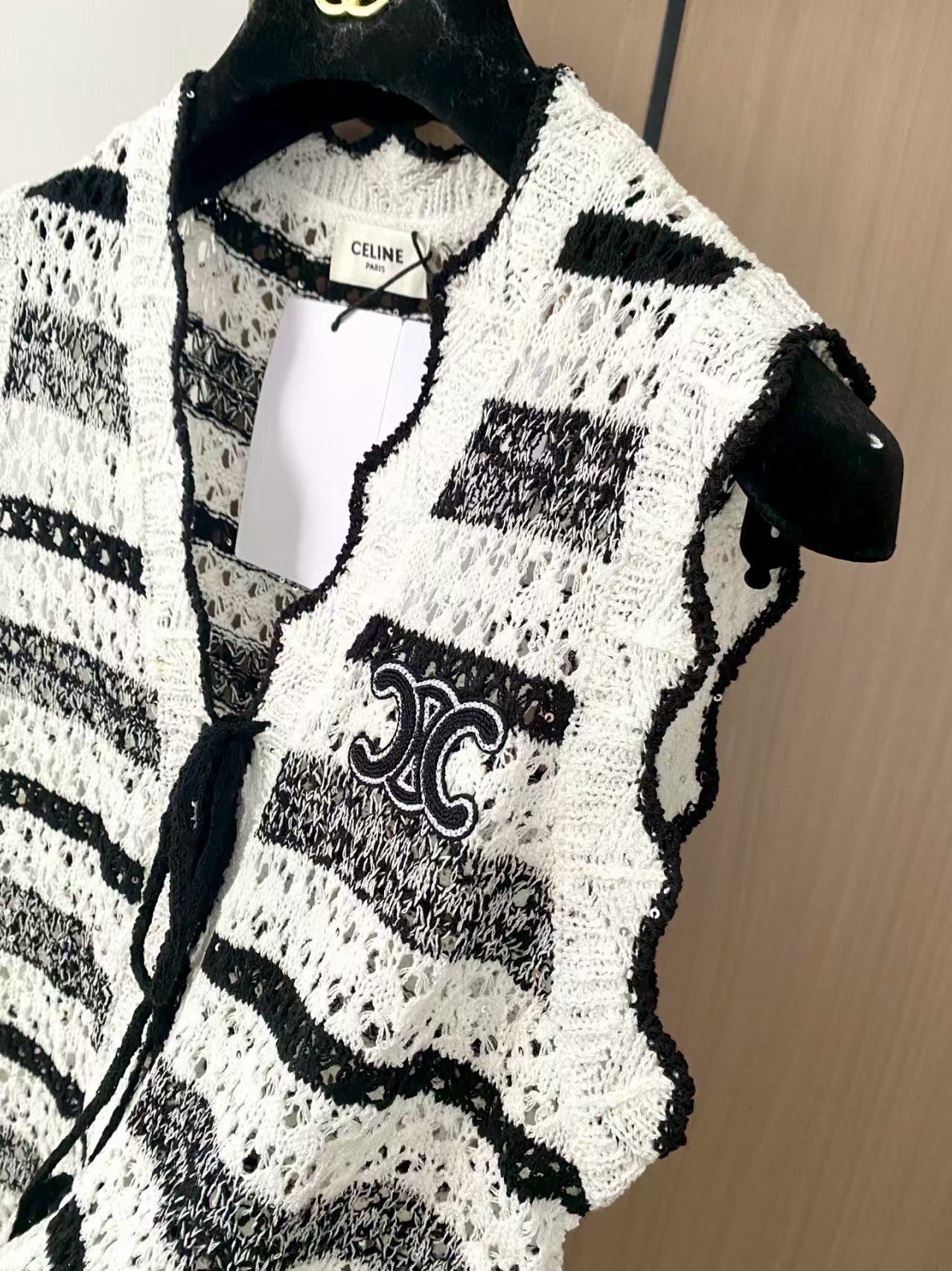 Simple black and white striped vest