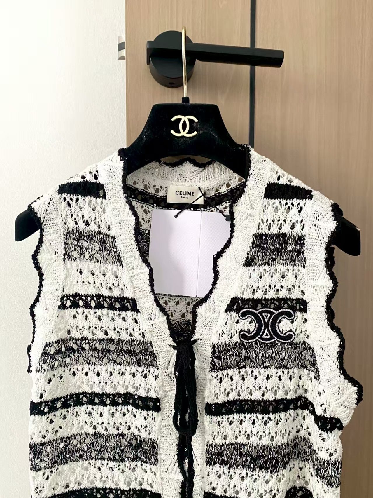 Simple black and white striped vest