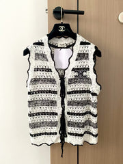 Simple black and white striped vest