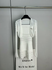 Knitted strapless skirt cardigan