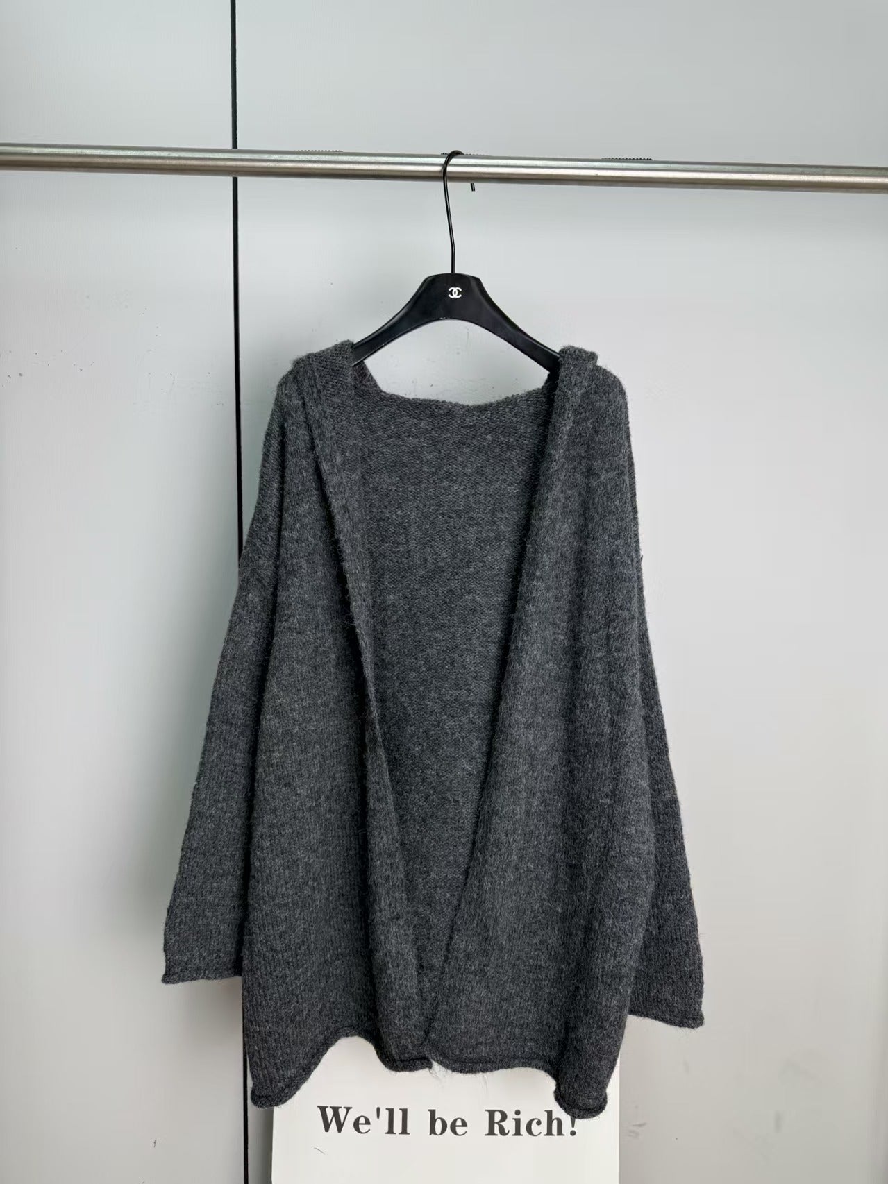 Knitted hooded cardigan