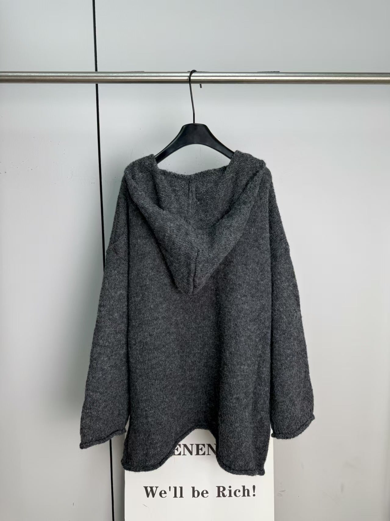 Knitted hooded cardigan