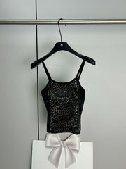 Splicing leopard print suspender straps