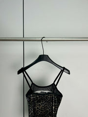 Splicing leopard print suspender straps
