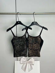Splicing leopard print suspender straps