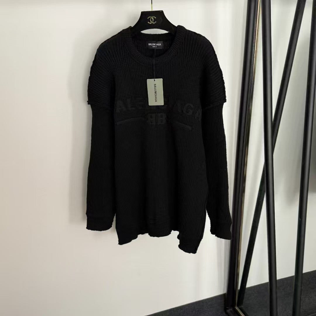 New embroidered fabric long sleeved sweater